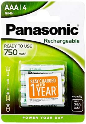 Pack de 4 piles rechargeables Panasonic Evolta AAA LR03 