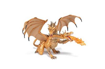 Papo Figurine Dragon deux t&ecirc;tes Or