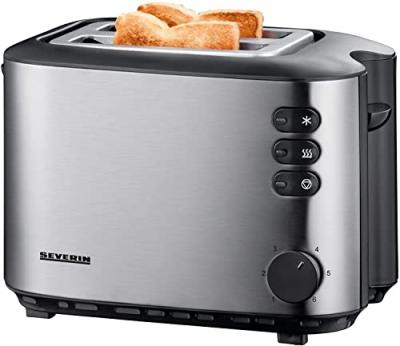Grille-Pain Automatique, Support Viennoiseries Inclus, 2 Fentes, 850 W, AT 2514, Inox/Noir