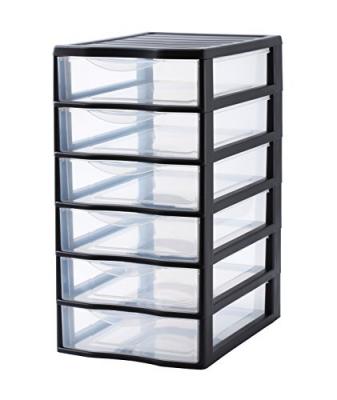 Tour de rangement format A4 6 tiroirs noirs