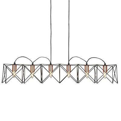 Suspension Anthea, noir et cuivre, 6 ampoules