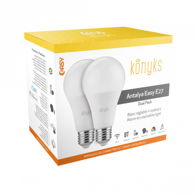 Konyks Antalya Easy - 2x Ampoules LED WiFi + Bluetooth RGB E27
