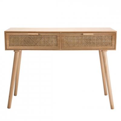 MACABANE ROMEO - Console couleur naturelle 2 tiroirs bois pin cannage