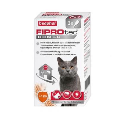 Pipettes Antiparasitaires Chat De Plus De Fiprotec Combo 1kg Beaphar