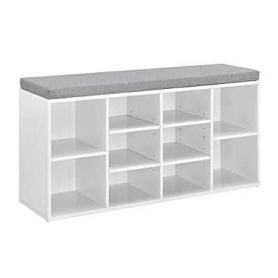 Meuble &agrave; Chaussures Armoire Rangement mdf Polyester Blanc Gris 103 x 30 x 48 cm - [en.casa]