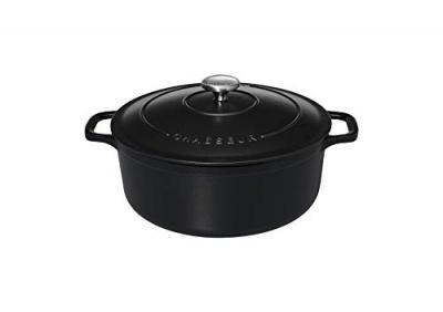 Cocotte ronde en fonte &eacute;maill&eacute;e 32cm noir chasseur - puc473201 -