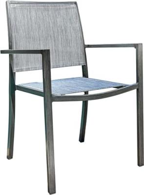 Fauteuil empilable en finition teck recycl&eacute; - Gris - 58 x 55 x 85 cm
