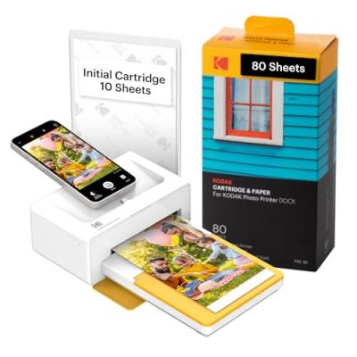 Kodak dock plus PD460Y80 instant photo printer bundle 4X6 yellow