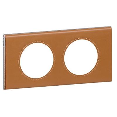 Legrand - Plaque C&eacute;liane Mati&egrave;res 2 postes - finition Cuir Caramel