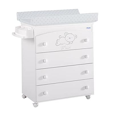 Commode &agrave; langer avec baignoire B-970 Sweet Bear Blanc Etoiles Gris
