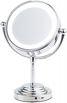 Miroir grossissant 5x &agrave; &eacute;clairage LED avec enceinte bluetooth - &Oslash; 112 mm
