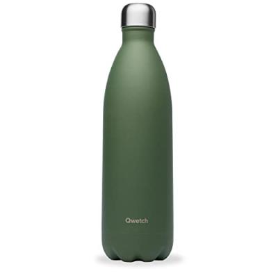 Bouteille isotherme granite kaki 1 litre - Qwetch - Vert - Inox