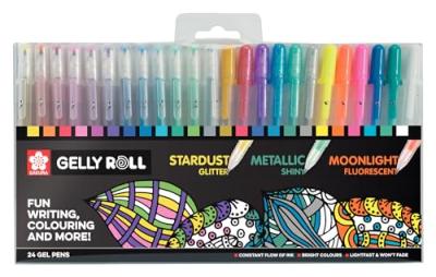 Sakura Stylo roller &agrave; encre gel Gelly Roll Mix, &eacute;tui de 24