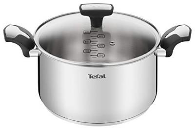 Faitout inox 24cm + couvercle en verre Tefal e3014604 - inox