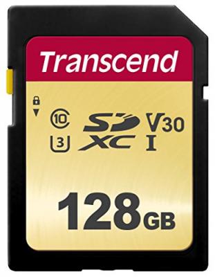 Transcend 500S - Carte m&eacute;moire flash - 128 Go - Video Class V30 / UHS-I U3 / Class10 - SDXC UHS-I 