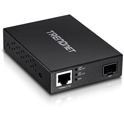 Trendnet sfp fiber media converter gigabit poe pd noir