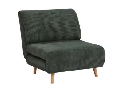 Fauteuil convertible en velours c&ocirc;tel&eacute; PALULA - Vert fonc&eacute;