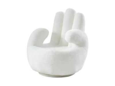 Vente-unique Fauteuil main pivotant CATCHY en fausse fourrure - Blanc