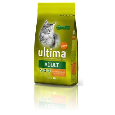 Ultima Croquettes pour Chat Adulte Poulet et Riz, 2 x 7,5kg