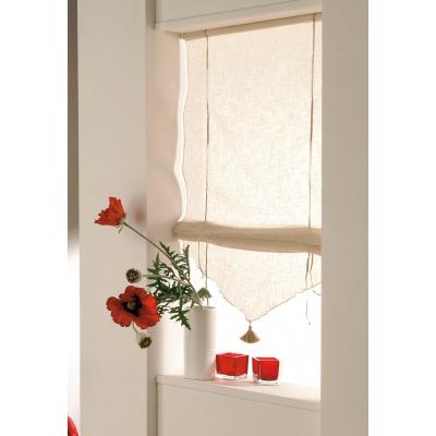 Store En Pointe &Agrave; Baguette En Voilage Aspect Lin - 90x165cm - Beige