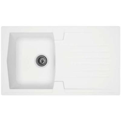 Evier &agrave; encastrer en r&eacute;sine Arena Blanc Longueur 86 cm 1 cuve Moderna