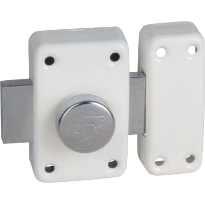 Verrou City 25 &agrave; bouton p&ecirc;ne 110 mm vari&eacute; finition blanc - Is&eacute;o