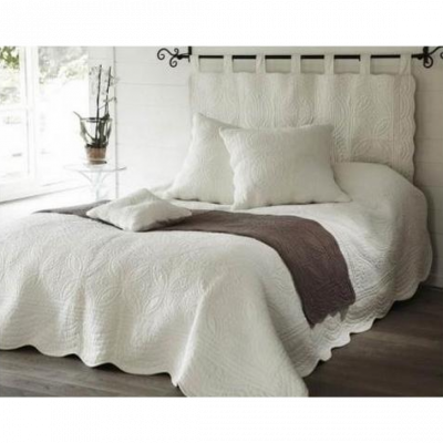 Boutis ou couvre lit uni coton - Ecru