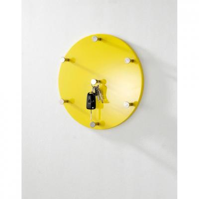Garderobe murale ronde jaune 7 crochets en acier chrom&eacute;