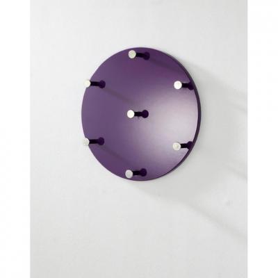 Garderobe murale ronde laqu&eacute;e violet crochet en acier chrom&eacute;