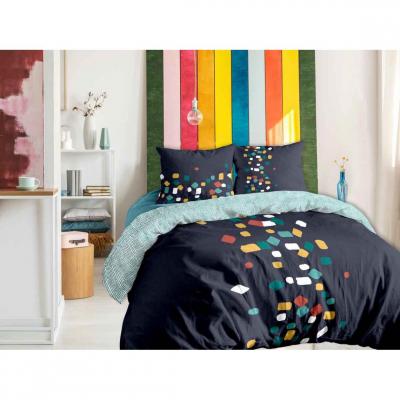 Housse de couette 220x240 cm + 2x taies d'oreiller 63x63 cm coton granito