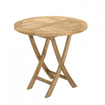 Table de jardin 2 personnes, ronde pliante 80 x 80 cm en bois Teck