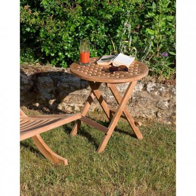 Table pique nique ronde de jardin en bois Teck