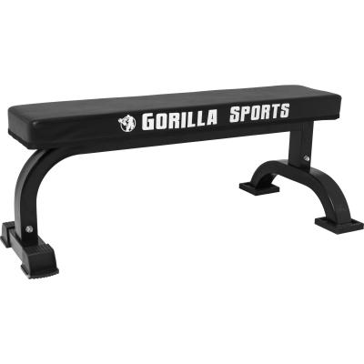 Banc de musculation plat avec logo Gorilla Sports, noir 