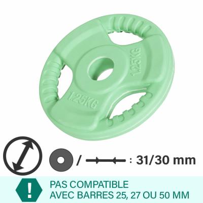 Gorilla Sports Disques en Fonte avec poign&eacute;es et rev&ecirc;tement Caoutchouc- 31mm - De 1,25 KG &agrave; 25 KG
