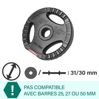 Disques en plastique avec poign&eacute;es - 31 mm - De 1,25 KG &agrave; 15 KG