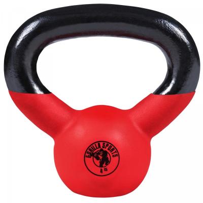 Kettlebell de 4 KG en fonte avec rev&ecirc;tement n&eacute;opr&egrave;ne - halt&egrave;re russe