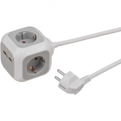 Brennenstuhl 1150100 2xusb Plug Extension Blanc