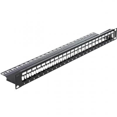 Delock Keystone Patch Panel - Tableau de connexions - noir - 1U - 19"" - 24 ports 