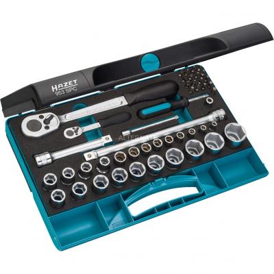 Coffret douilles embouts cliquets rallonge adaptateur 48 pi&egrave;ces carr&eacute; 1/4 & 1/2