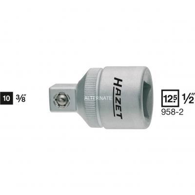 Hazet 958-2 Adaptateur carr&eacute; creux 12,5 mm/carr&eacute; massif 10 mm longueur&nbsp; 36 mm