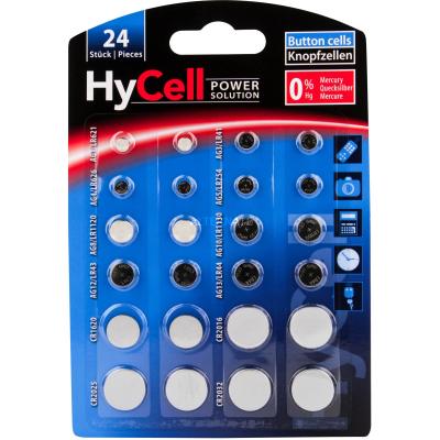 Blister de 24 piles boutons de 1.5 &agrave; 3 Volts - HyCell