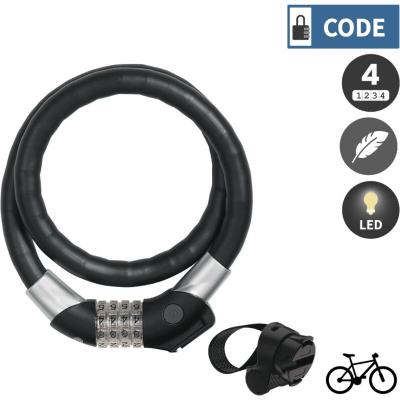 Antivol velo Abus a code lumineux Raydo Pro 1460/85 + support - Noir