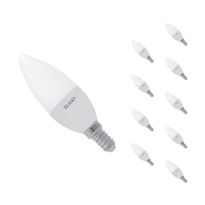 SILAMP Ampoule LED E14 8W 220V C37 180&deg; (Pack de 10) - Blanc Chaud 2300K - 3500K