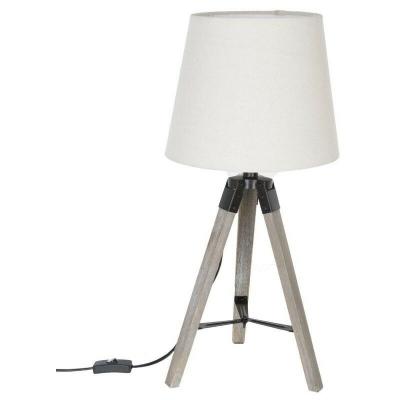 Cr&eacute;ateur d'int&eacute;rieur - Lampe &agrave; Poser Tr&eacute;pied en Bois Runo 58cm Lin
