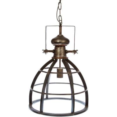 Lampe suspension m&eacute;tal ""factory"" 58cm gris