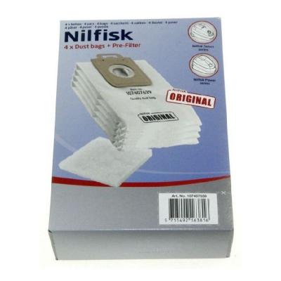 Boite de 4 sacs Hygiene + pre filtre power (1470416500, 128389187) Aspirateur philips Nilfisk