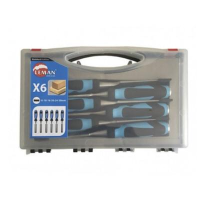 Coffret De 6 Ciseaux &Agrave; Bois &Agrave; Manche Bi-Mati&egrave;re  Isocele 780.500.06