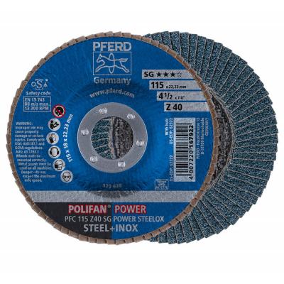 Meule-&eacute;ventail &Oslash; 125 mm (12200 tr/mn), POLIFAN&reg; SG-ZIRKON, Grain : 60, Mod&egrave;le Bomb&eacute;