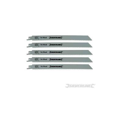 Lot de 5 lames de scie-sabre pour bois Acier HCS - 5 TPI - 240 mm