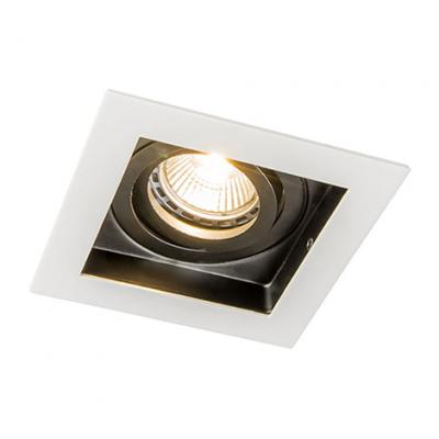 Ensemble de 10 spots encastr&eacute;s en acier blanc - carree